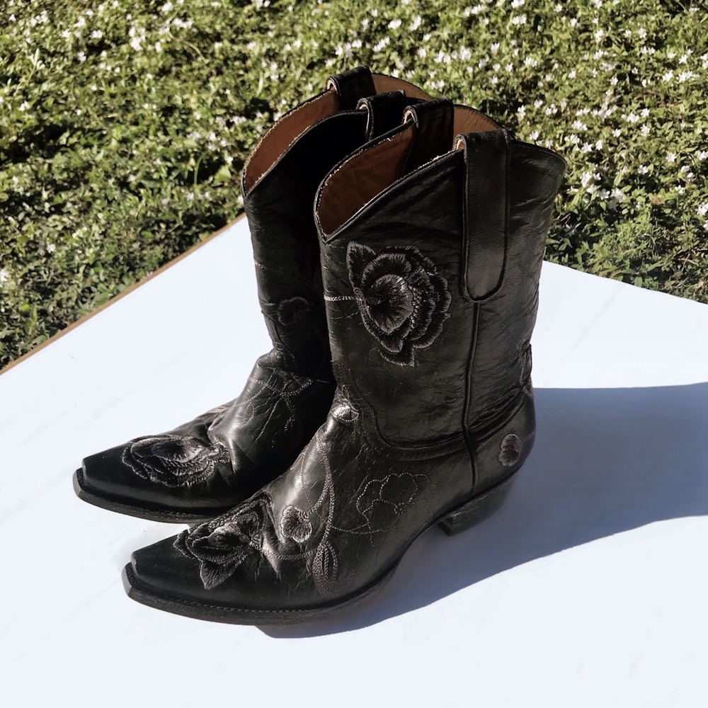 Old Gringo Black Leather Embroidered Boots